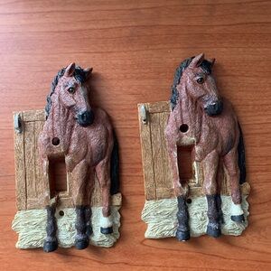 Vintage Vicki Lane Hand Painted Horse Decorative Switch Plate Cover Set of 2